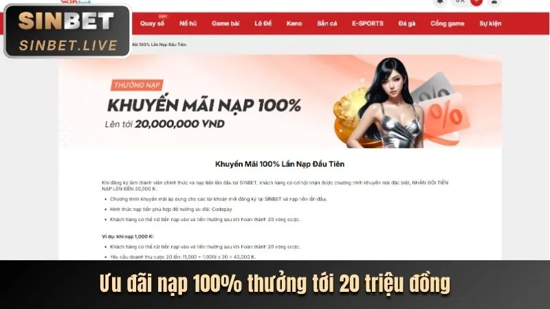 Thưởng chào mừng Thể Thao